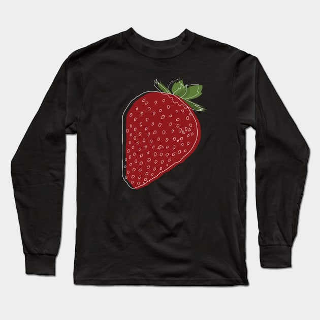 Sketch Overlay: Red Strawberry Edition Long Sleeve T-Shirt by Crafting Yellow